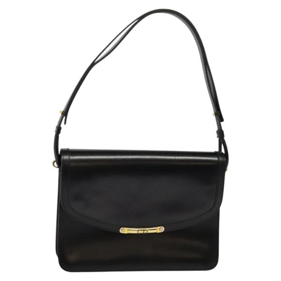 DIOR Shoulder Bag Leather Black Gold - Picture 1 of 12